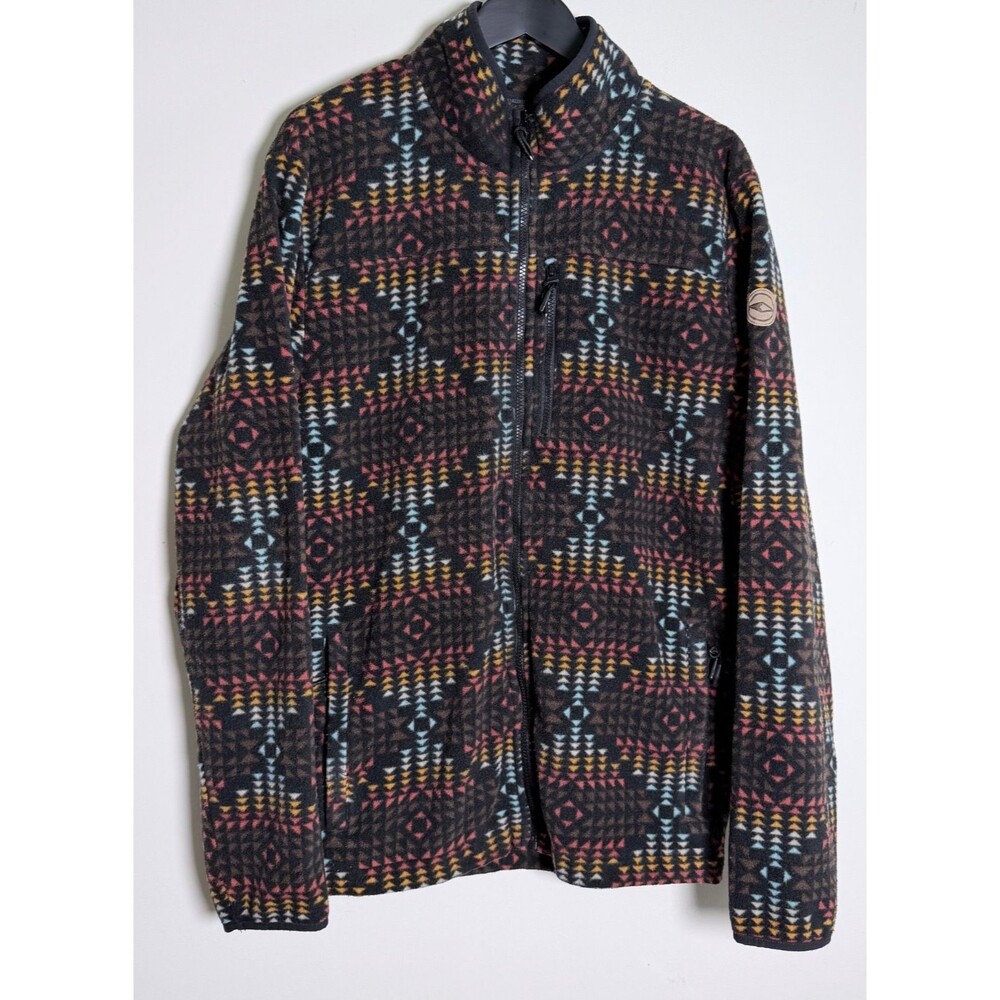 Dravus Aztec Tribal Pattern Fleece Jacket full zip Outdoor Men's XL